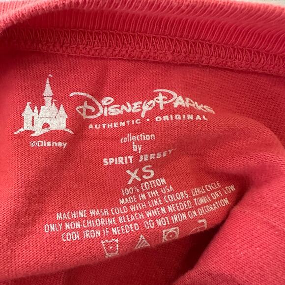 WALT DISNEY WORLD Womens Spirit Jersey XS Coral Pink Back Spell Out Long Sleeve - Picture 9 of 13